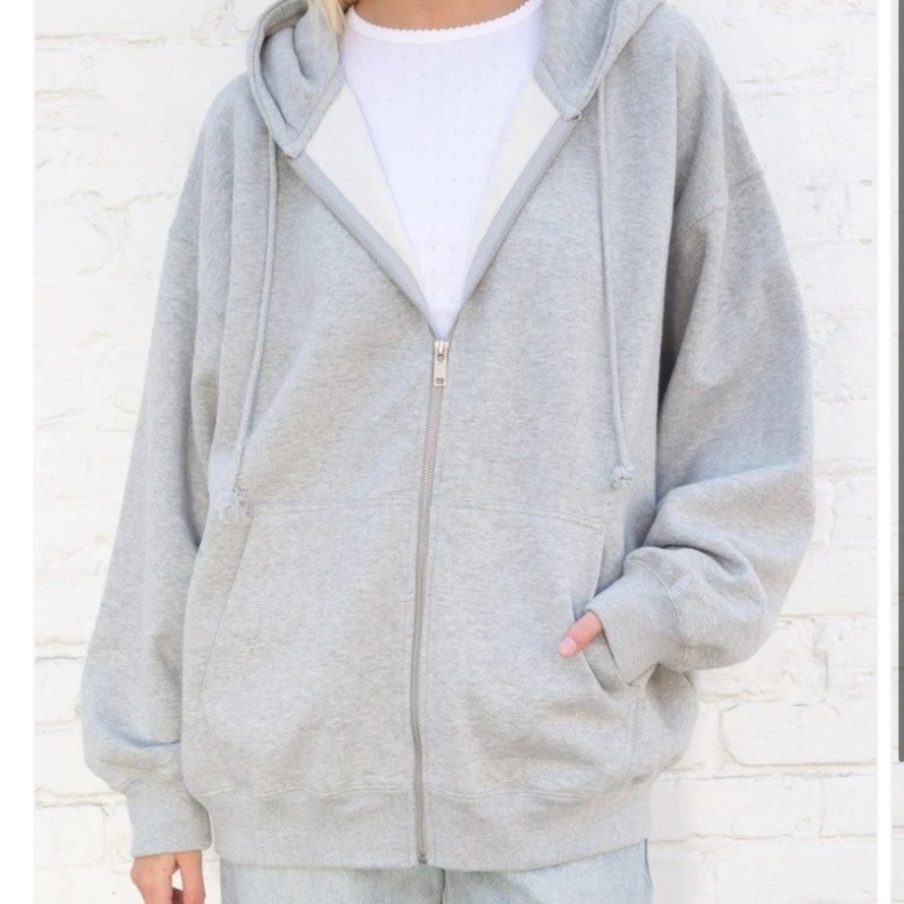 NWOT Grey brandy melville zip up hoodie
